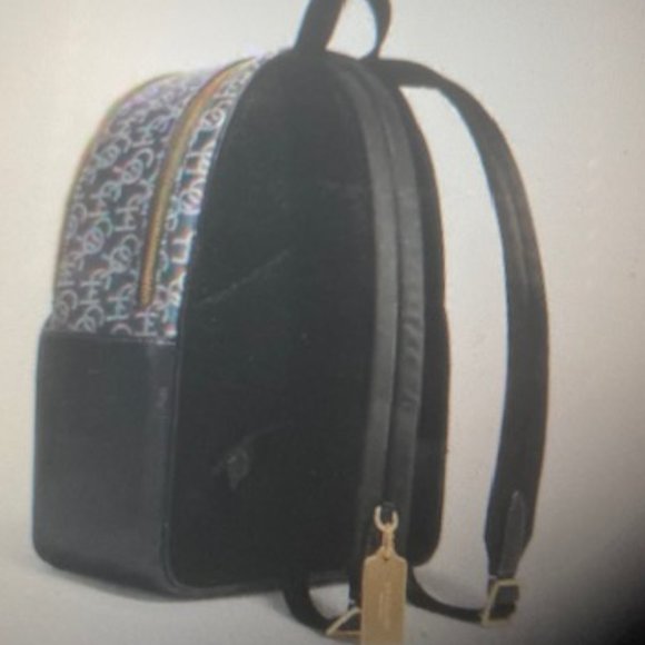 Coach Gold/Navy Court Backpack With Coach Monogram Print - Picture 13 of 14